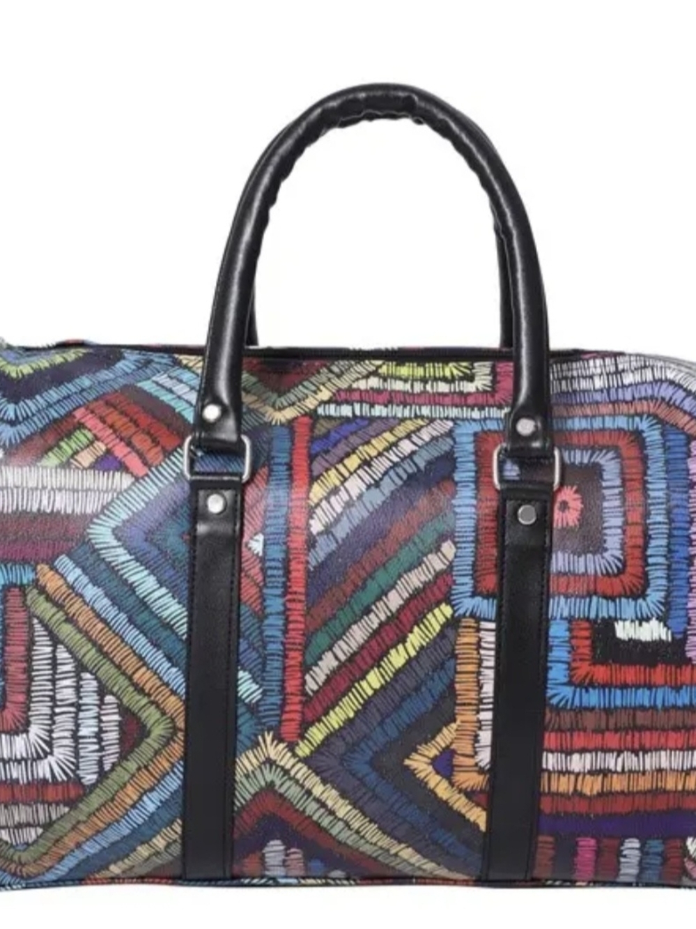 Colorful Patterned  Weekender Bag - Black Handles